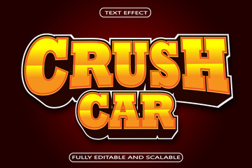Crush Car Editable Text Effect 3 Dimension Emboss Modern Style