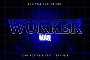Worker Man Editable Text Effect 3 Dimension Emboss Modern Style