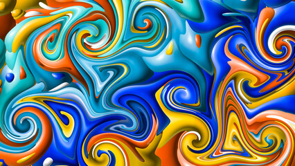 Abstract colorful blue liquid painting background. Highly detailed colorful vibrant abstract painting for use as backgrounds, textures and overlays
