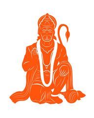 Lord Hanuman or Anjaneya, Hindu god vector isolated. Happy Hanuman Jayanthi. 