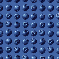 A pattern of blueberries on a dark background
