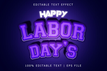 Happy Labor Days Editable Text Effect 3 Dimension Emboss Modern Style