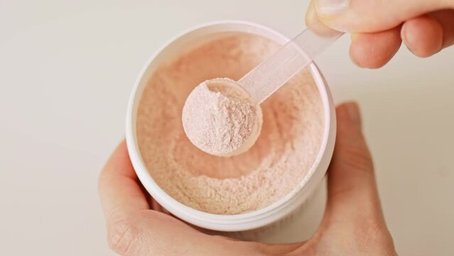 Collagen protein powder supplement for beauty skin and bones. Superfood and additives concept. 