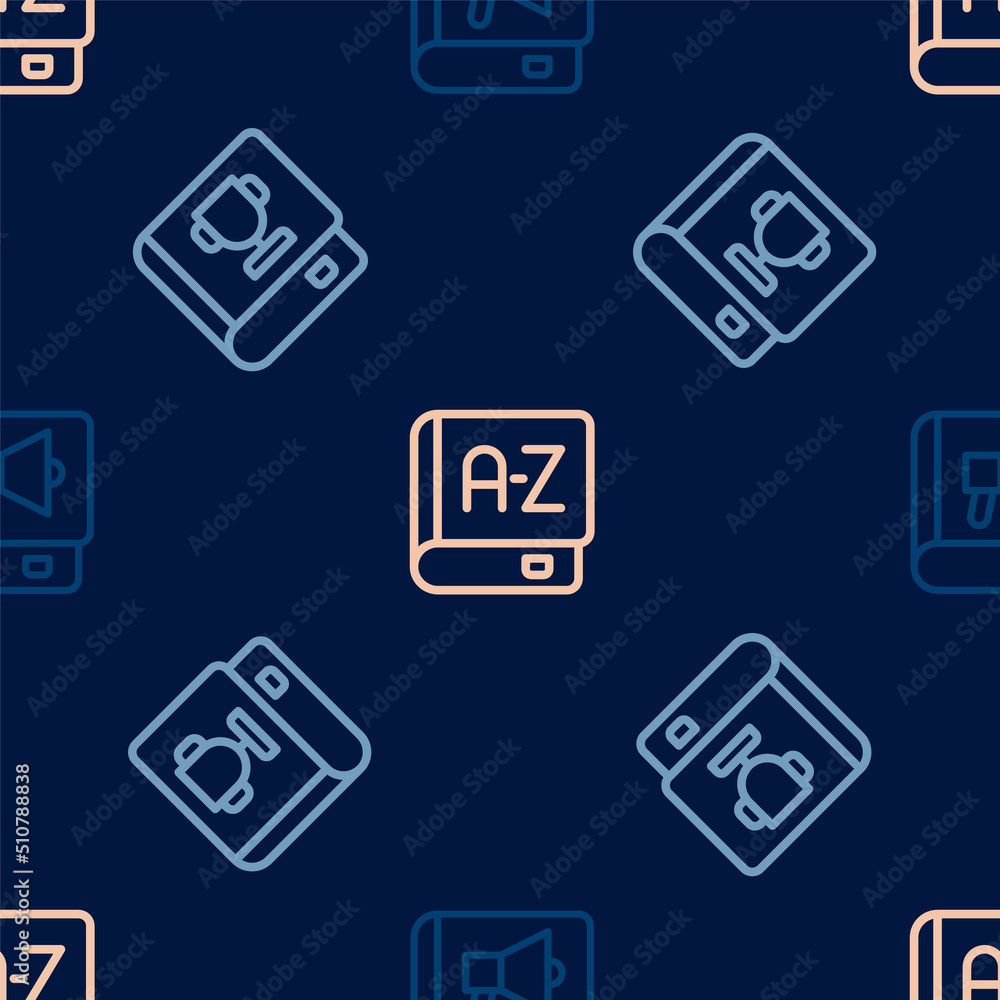 Poster set line book, and translator book on seamless pattern. vector