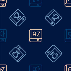 Set line Book, and Translator book on seamless pattern. Vector