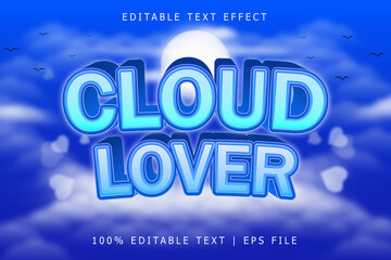 Cloud Lover Editable Text Effect 3 Dimension Emboss Modern Style