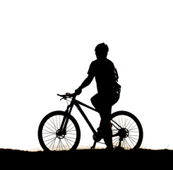 Fototapeta na wymiar Mountain biker silhouette with clipping path, easy to use.