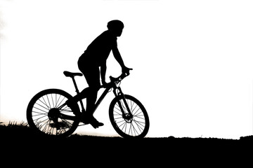 Mountain biker silhouette with clipping path, easy to use.

