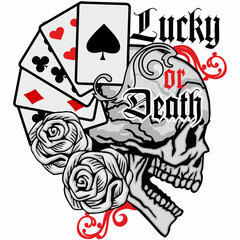 Gothic sign with skull and playing card,, grunge vintage design t shirts
