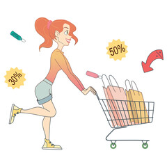 Sales during shopping and purchase concept.