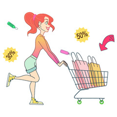 Sales during shopping and purchase concept.