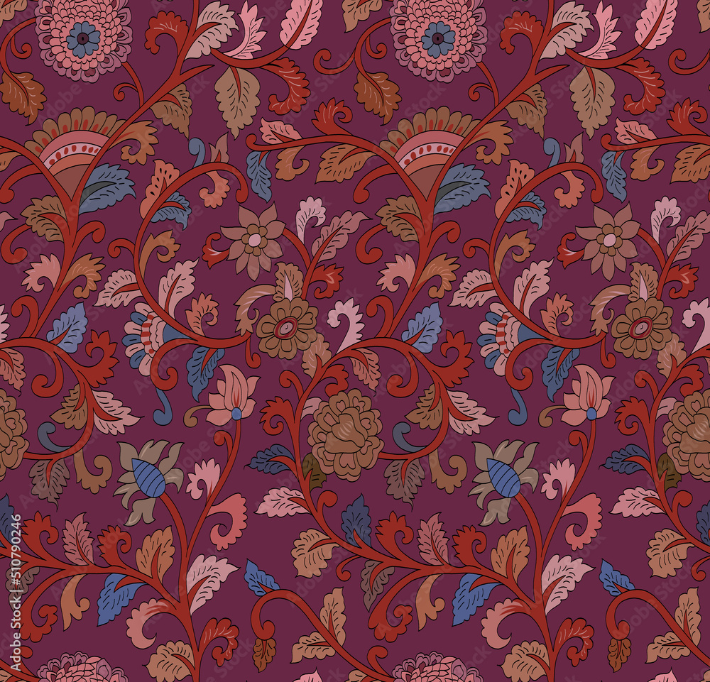 Wall mural abstract hand print indian block print ajrakh print background pattern