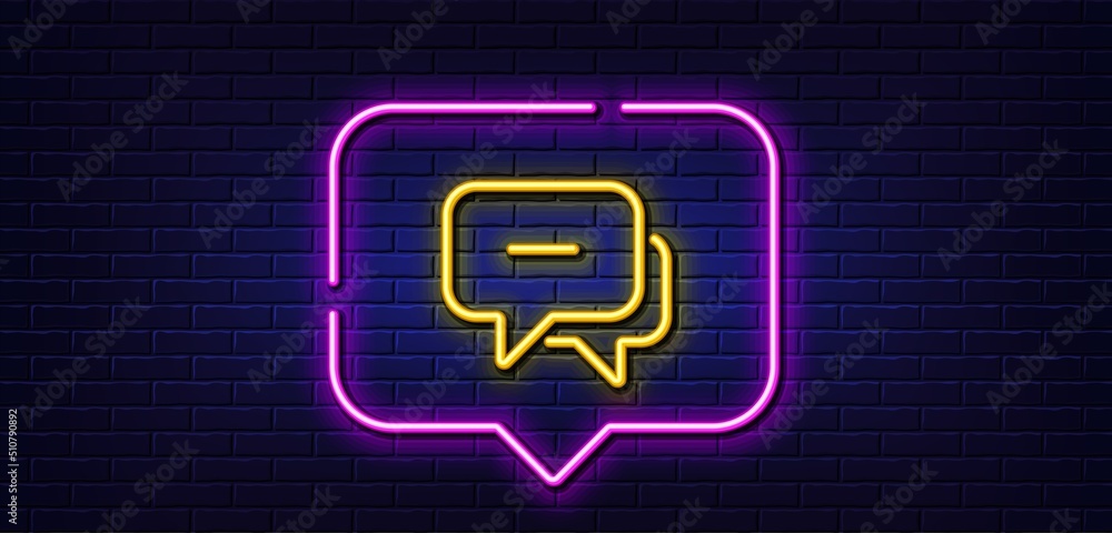 Poster neon light speech bubble. message line icon. chat comment sign. speech bubble symbol. neon light bac