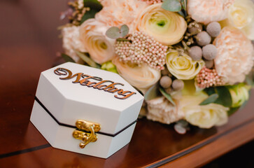 wedding rings on a box