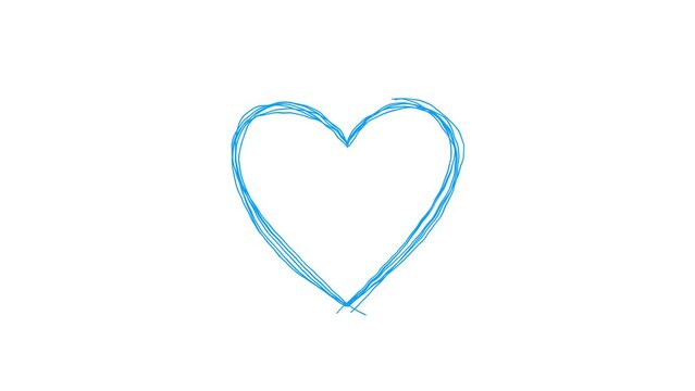Hand drawn heart symbol rotating on the glass board. Painted by blue marker ,Felt Tip Pen. Seamless loop animation.