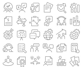 Business process line icons collection. Thin outline icons pack. Vector illustration eps10