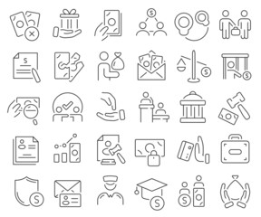 Corruption line icons collection. Thin outline icons pack. Vector illustration eps10