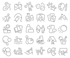 Hobby and lifestyle line icons collection. Thin outline icons pack. Vector illustration eps10