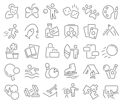 Hobby and lifestyle line icons collection. Thin outline icons pack. Vector illustration eps10