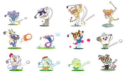 干支キャラクター　ゴルフ　バリエーション