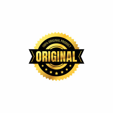 Original golden label product luxury elegant business icon for product logo design Premium Vector