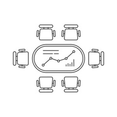 meeting room with graph on thin line table