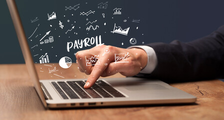 Businessman working on laptop, business concept