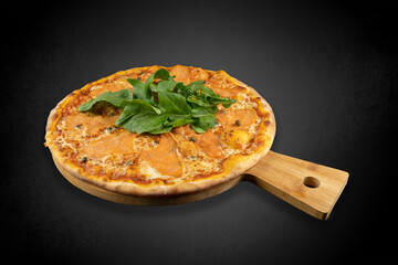 pizza on a board