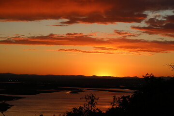 sunset over the river