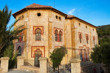 Beautiful and deteriorated neo-mudejar building in the natural environment of La Fuesanta in Murcia