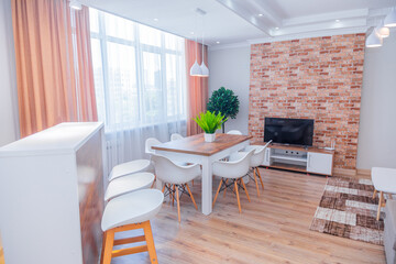 Fototapeta na wymiar Modern and minimalist interior of living room