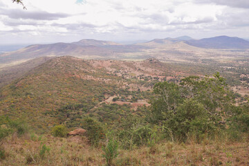 Fototapeta na wymiar scenic view of Ole Muntus Hill in Sultan Hamud, Kenya