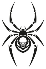 Spider with skull pattern. Abstract vector illustration.