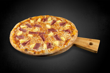 pizza on a wooden board