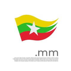 Myanmar flag. Vector stylized design myanmar national banner on a white background. Flag painted with abstract brush strokes with mm domain, place for text. State patriotic poster, cover