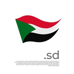 Sudan flag. Vector stylized design sudanese national poster on a white background. Flag painted with abstract brush strokes with sd domain, place for text. State patriotic banner of sudan, cover