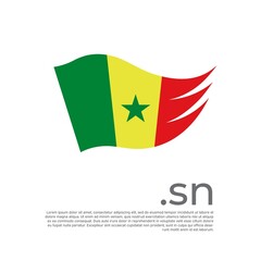 Senegal flag. Vector stylized design senegalese national poster on a white background. Flag painted with abstract brush strokes with sg domain, place for text. State patriotic banner of senegal, cover