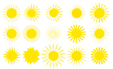 a set of icons of pictures of suns.