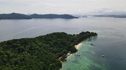 Aerial View of The Manukan, Mamutik and Sapi Islands of Kota Kinabalu, Sabah Malaysia