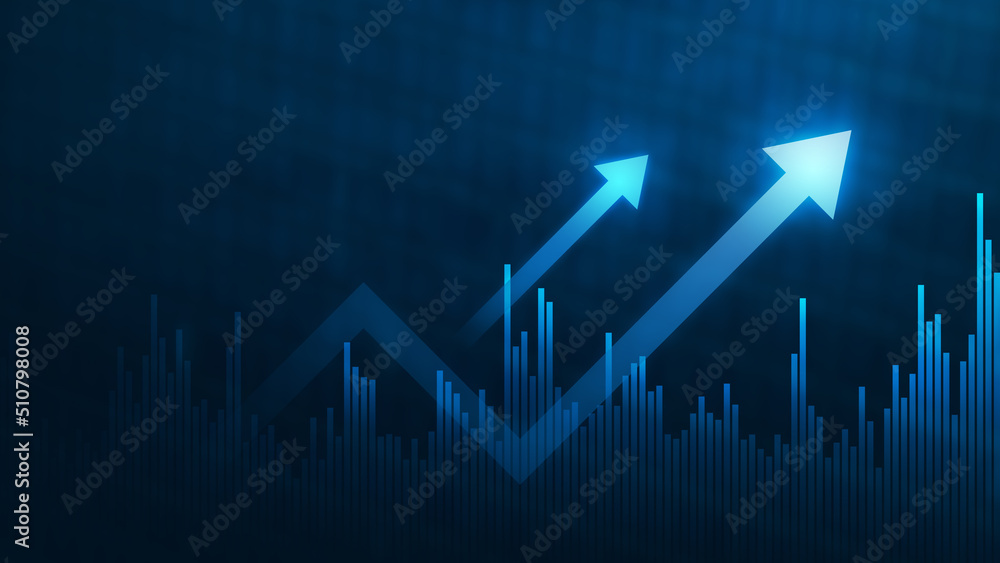 Aufkleber blue growth graph business chart data diagram on success financial presentation background with abst