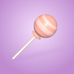 Volumetric 3D illustration of a wrapped lollipop.