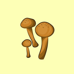 Honey mushrooms are hand drawn. Organic healthy food, mushrooms. Design for packaging, menus, recipes. Vector illustration.