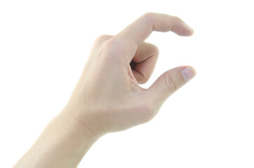 mini size hand sign on white background