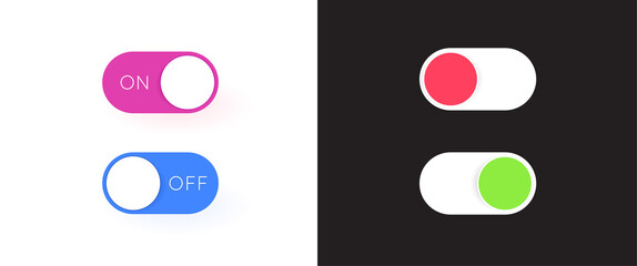 Set of On and Off Toggle Switch Buttons Modern Devices User Interface Vector  Graphic Design