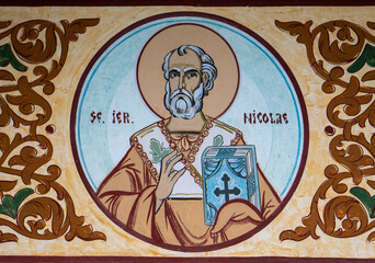 An icon representing the Holy Hierarch Nicolae at the Orthodox Church in Reghin - Romania