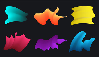 Fototapeta premium Set of waving style elements, vector illustration