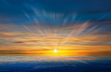 abstract nature background with clouds and ocean sunrise - obrazy, fototapety, plakaty