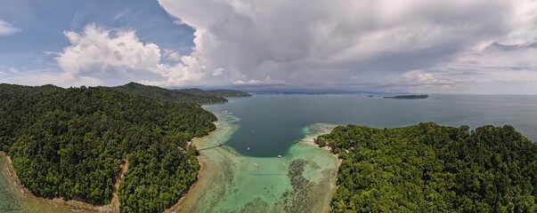 Aerial View of The Manukan, Mamutik and Sapi Islands of Kota Kinabalu, Sabah Malaysia