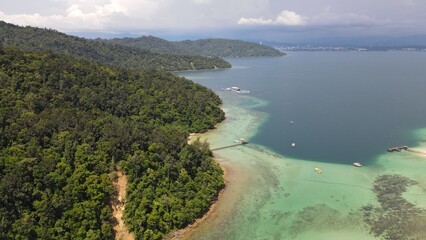 Aerial View of The Manukan, Mamutik and Sapi Islands of Kota Kinabalu, Sabah Malaysia