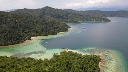 Aerial View of The Manukan, Mamutik and Sapi Islands of Kota Kinabalu, Sabah Malaysia